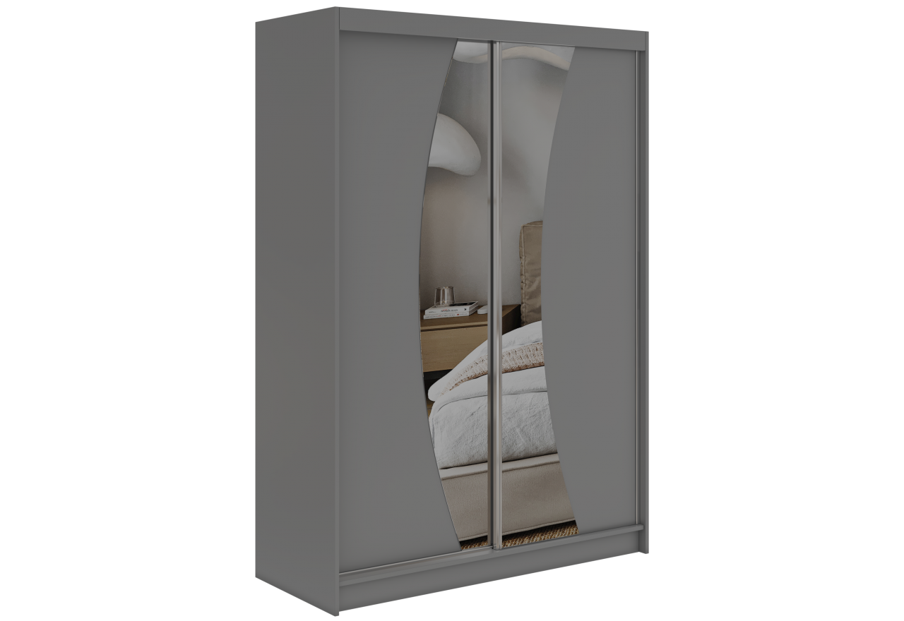 Szafa przesuwna VERONA 150 cm - szary z lustrem