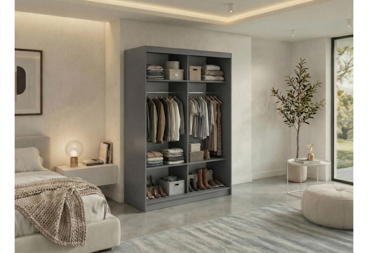 Szafa przesuwna VERONA 150 cm - szary z lustrem