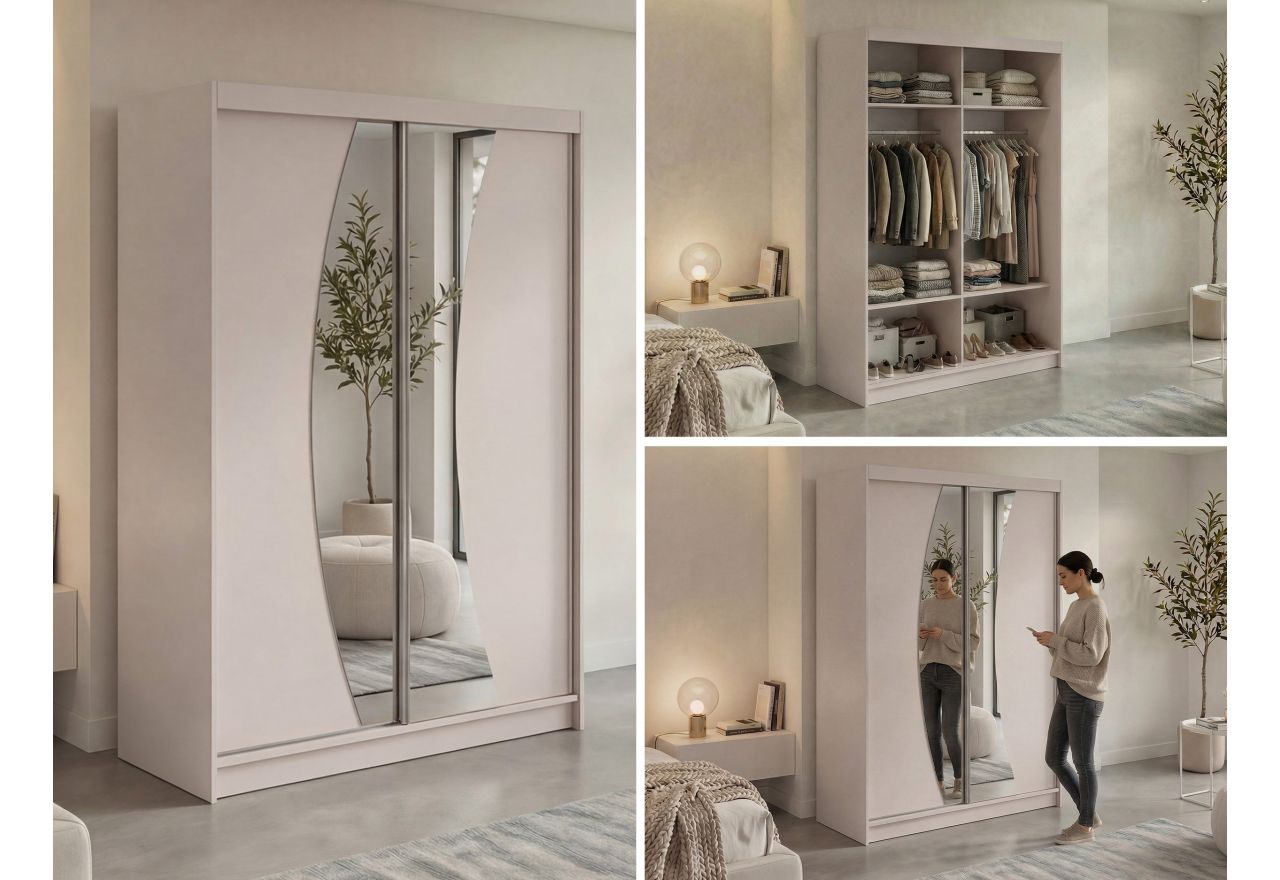 Szafa przesuwna VERONA 150 cm - kaszmir z lustrem