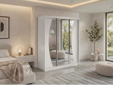 Szafa przesuwna VERONA 180 - biały z lustrem + 2 szuflady