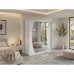Szafa przesuwna VERONA 180 cm - biały z lustrem + 2 szuflady