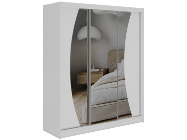 Szafa przesuwna VERONA 180 - biały z lustrem + 2 szuflady