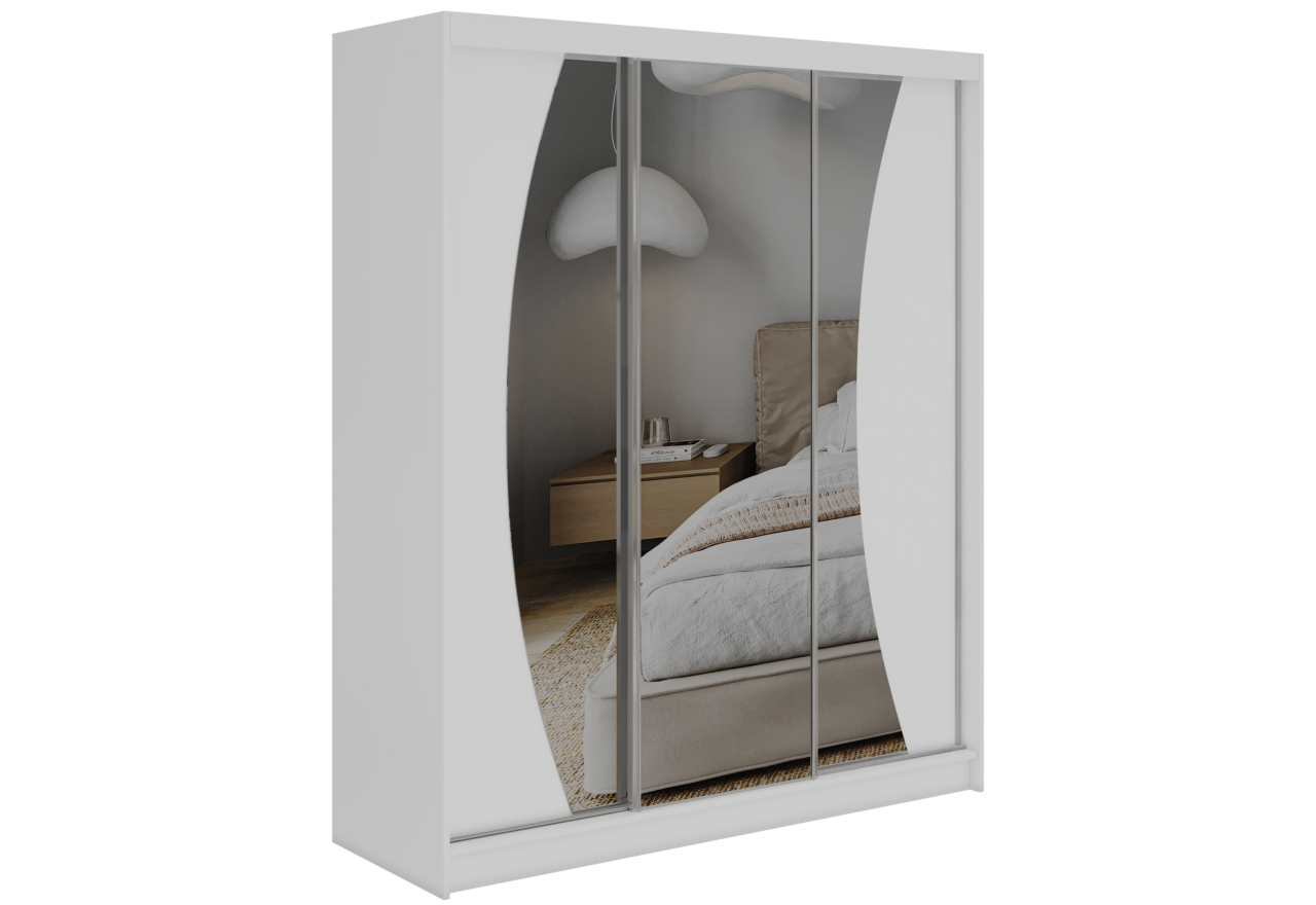 Szafa przesuwna VERONA 180 cm - biały z lustrem + 2 szuflady