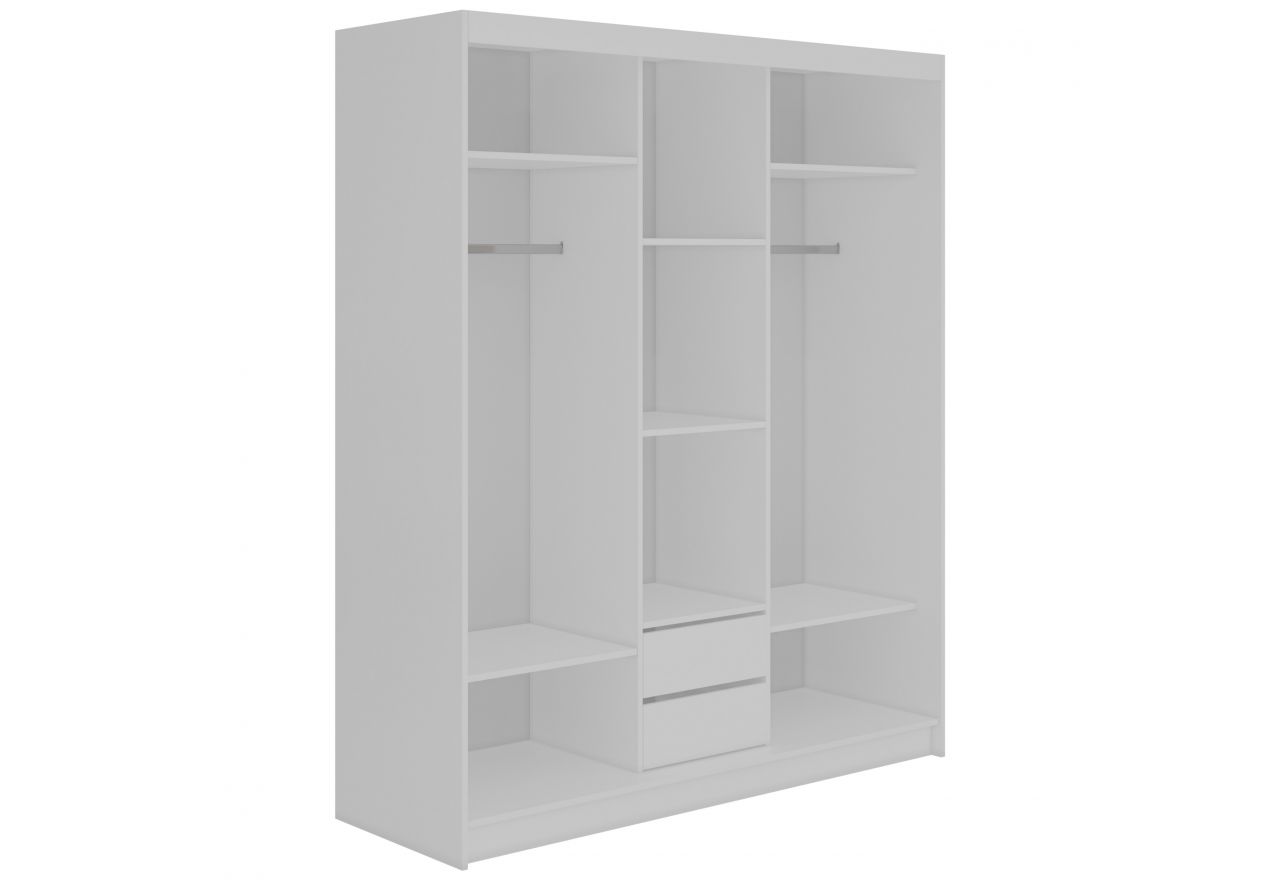 Szafa przesuwna VERONA 180 cm - biały z lustrem + 2 szuflady