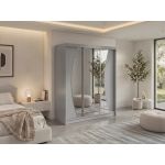 Szafa przesuwna VERONA 180 cm - szary z lustrem + 2 szuflady