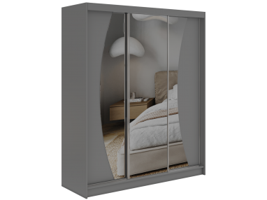 Szafa przesuwna VERONA 180 - szary z lustrem + 2 szuflady