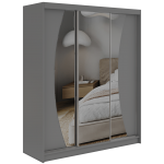 Szafa przesuwna VERONA 180 cm - szary z lustrem + 2 szuflady