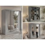 Szafa przesuwna VERONA 180 cm - szary z lustrem + 2 szuflady