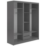 Szafa przesuwna VERONA 180 cm - szary z lustrem + 2 szuflady