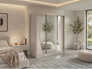 Szafa przesuwna VERONA 180 - kaszmir z lustrem + 2 szuflady