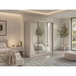 Szafa przesuwna VERONA 180 cm - kaszmir z lustrem + 2 szuflady