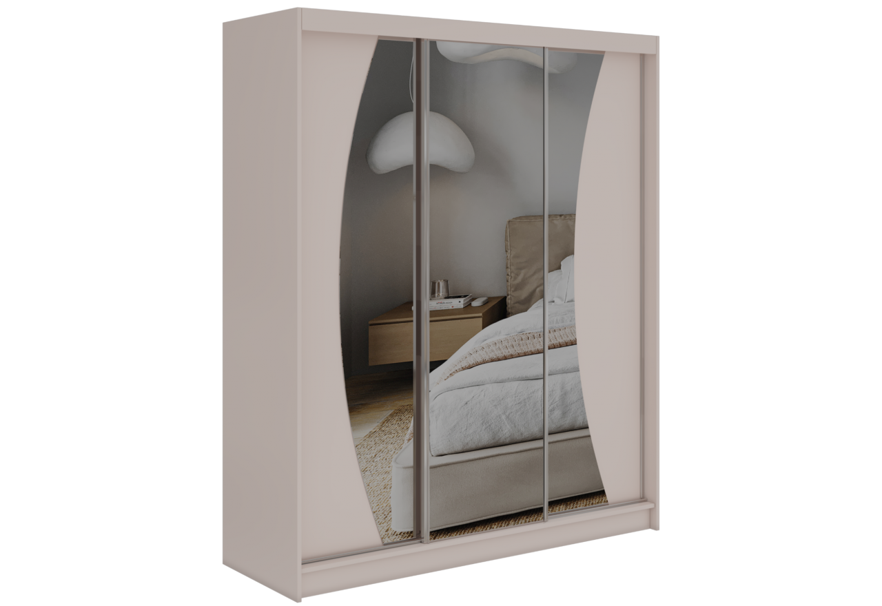 Szafa przesuwna VERONA 180 cm - kaszmir z lustrem + 2 szuflady