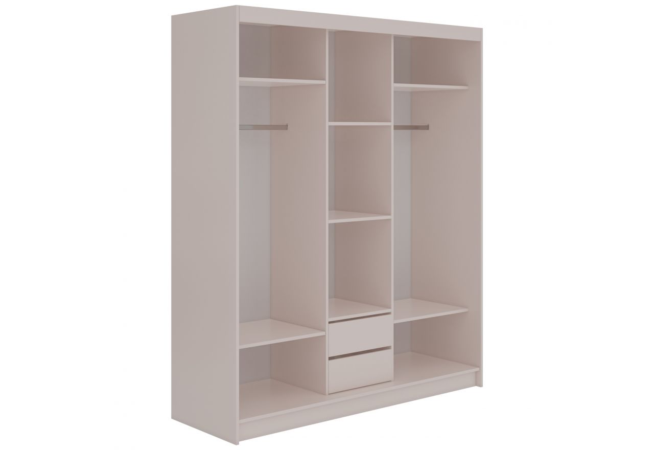 Szafa przesuwna VERONA 180 cm - kaszmir z lustrem + 2 szuflady