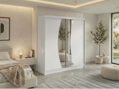 Szafa przesuwna VERONA 200 - biały z lustrem