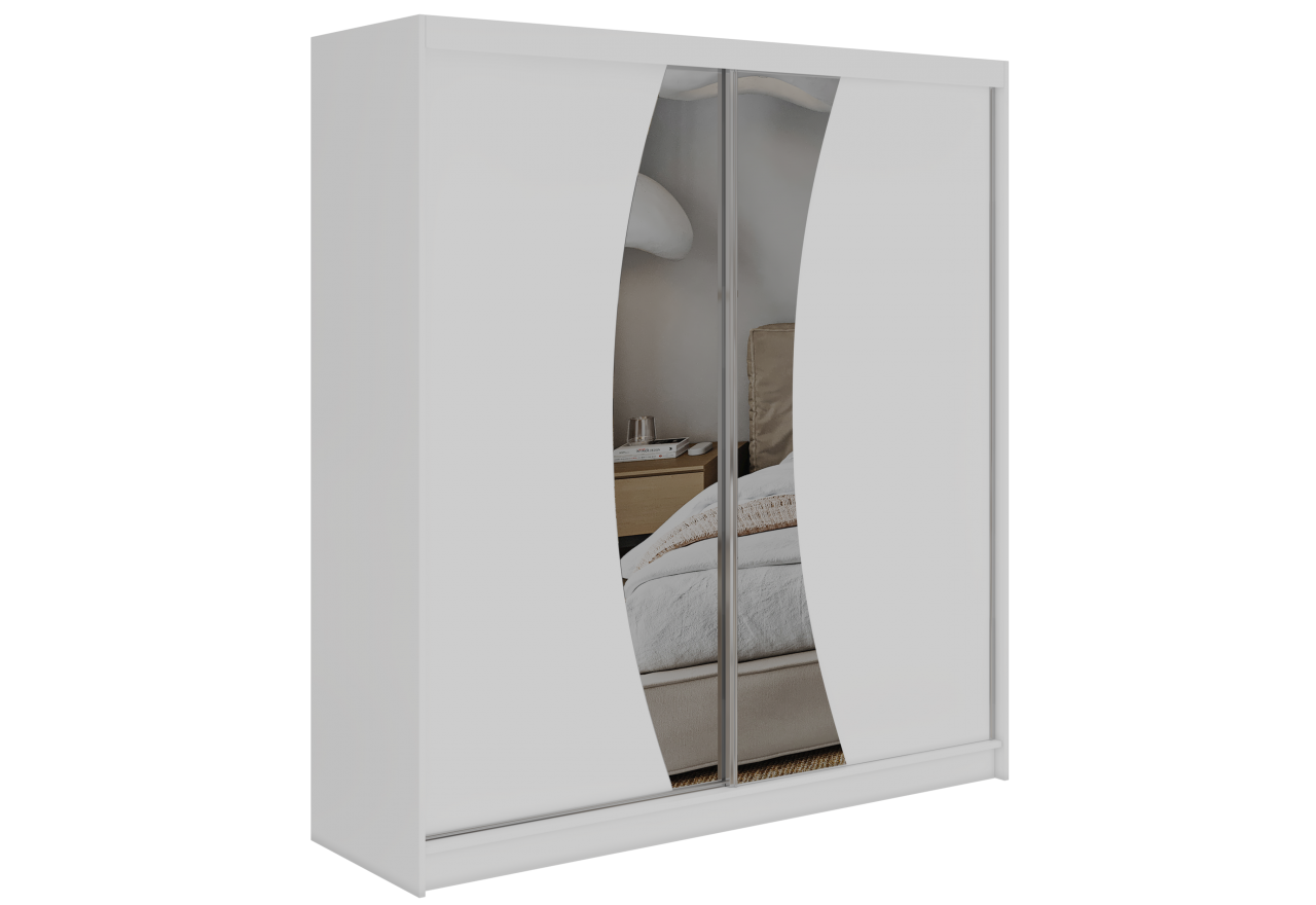 Szafa przesuwna VERONA 200 - biały z lustrem