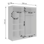 Szafa przesuwna VERONA 200 - biały z lustrem