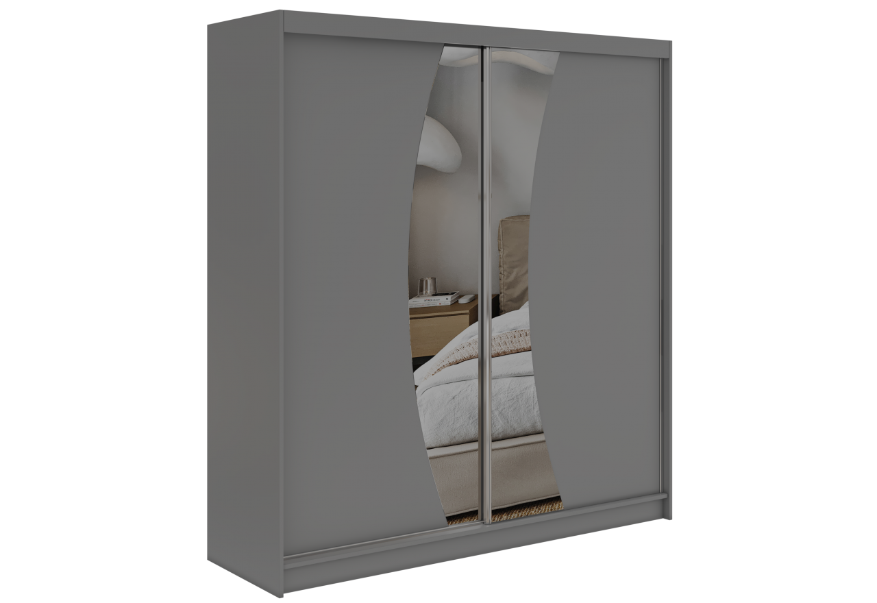Szafa przesuwna VERONA 200 - szary z lustrem