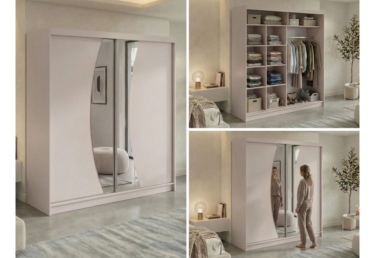 Szafa przesuwna VERONA 200 - kaszmir z lustrem