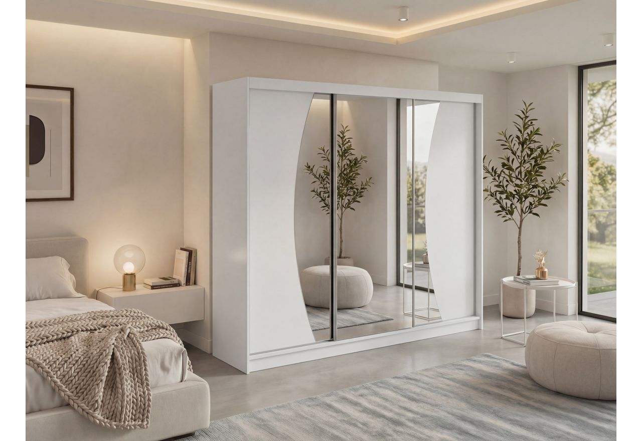 Szafa przesuwna VERONA 240 cm - biały z lustrem