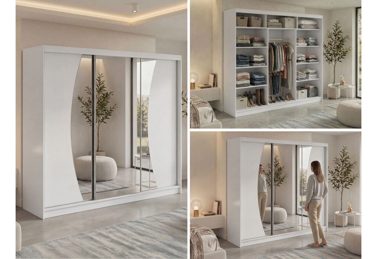 Szafa przesuwna VERONA 240 cm - biały z lustrem