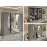 Szafa przesuwna VERONA 240 cm - szary z lustrem