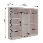 Szafa przesuwna VERONA 240 cm - kaszmir z lustrem