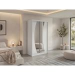 Szafa przesuwna VERONA 120 cm - biały z lustrem + 2 szuflady
