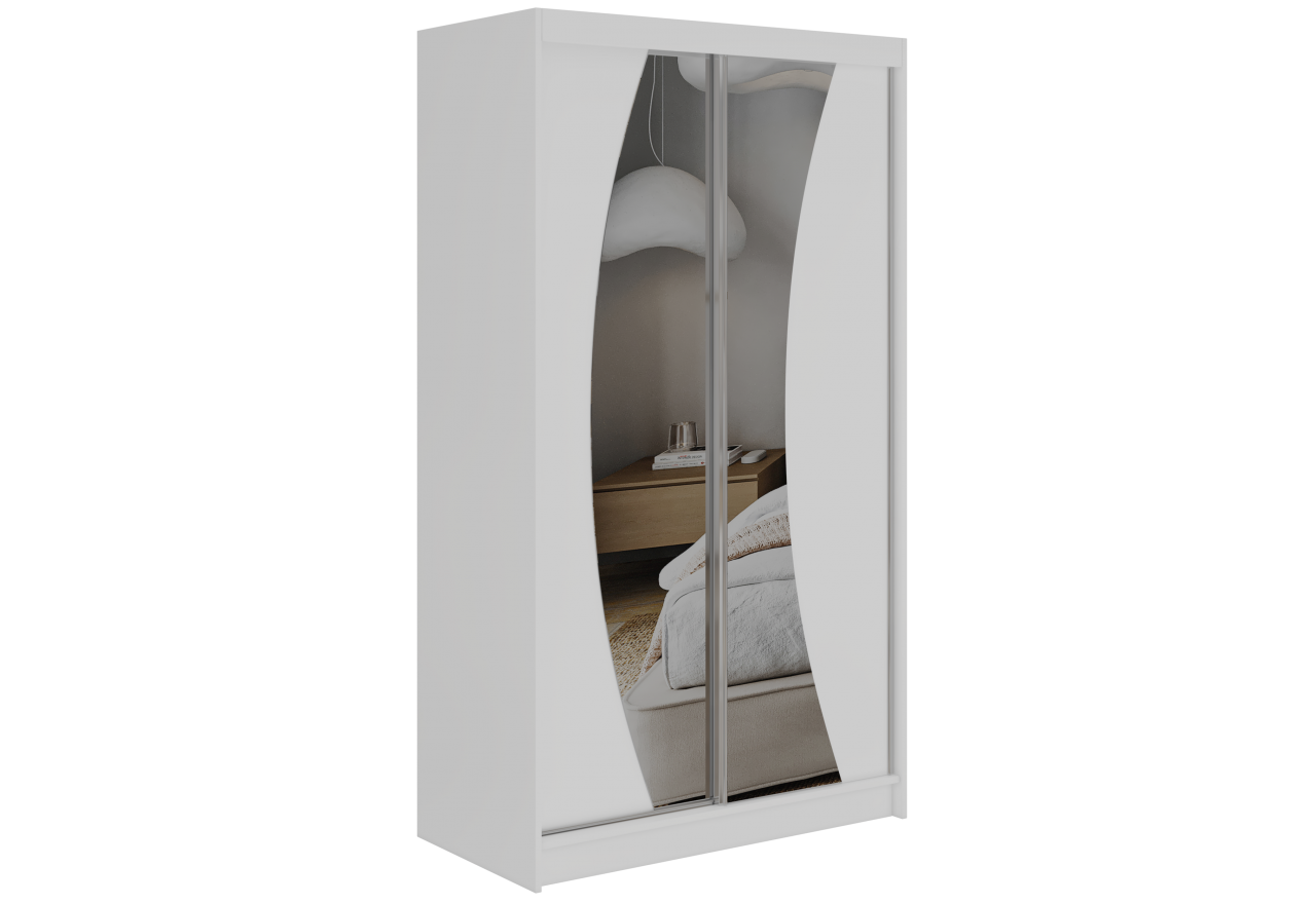 Szafa przesuwna VERONA 120 cm - biały z lustrem + 2 szuflady