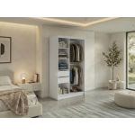 Szafa przesuwna VERONA 120 cm - biały z lustrem + 2 szuflady