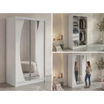 Szafa przesuwna VERONA 120 cm - biały z lustrem + 2 szuflady