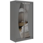 Szafa przesuwna VERONA 120 cm - szary z lustrem + 2 szuflady