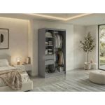 Szafa przesuwna VERONA 120 cm - szary z lustrem + 2 szuflady