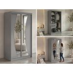 Szafa przesuwna VERONA 120 cm - szary z lustrem + 2 szuflady