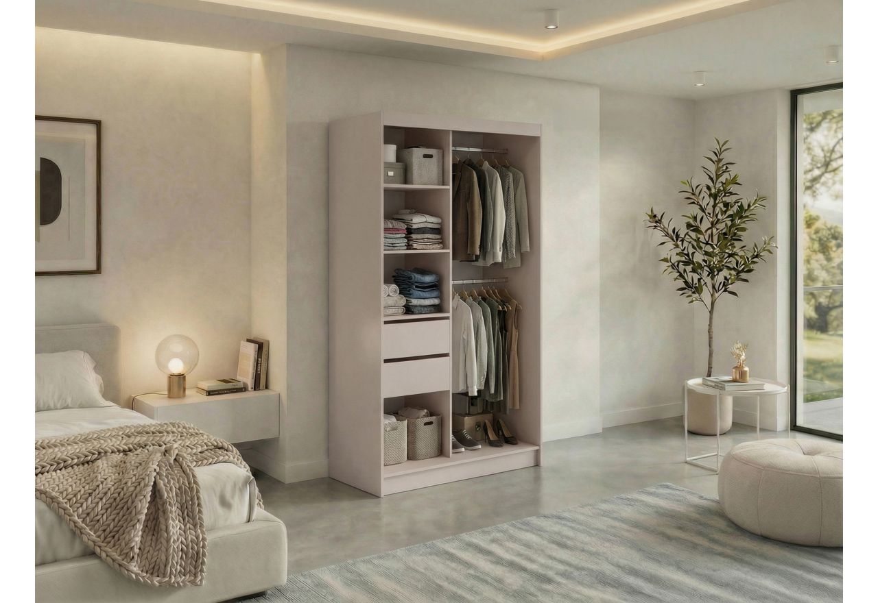 Szafa przesuwna VERONA 120 cm - kaszmir z lustrem + 2 szuflady