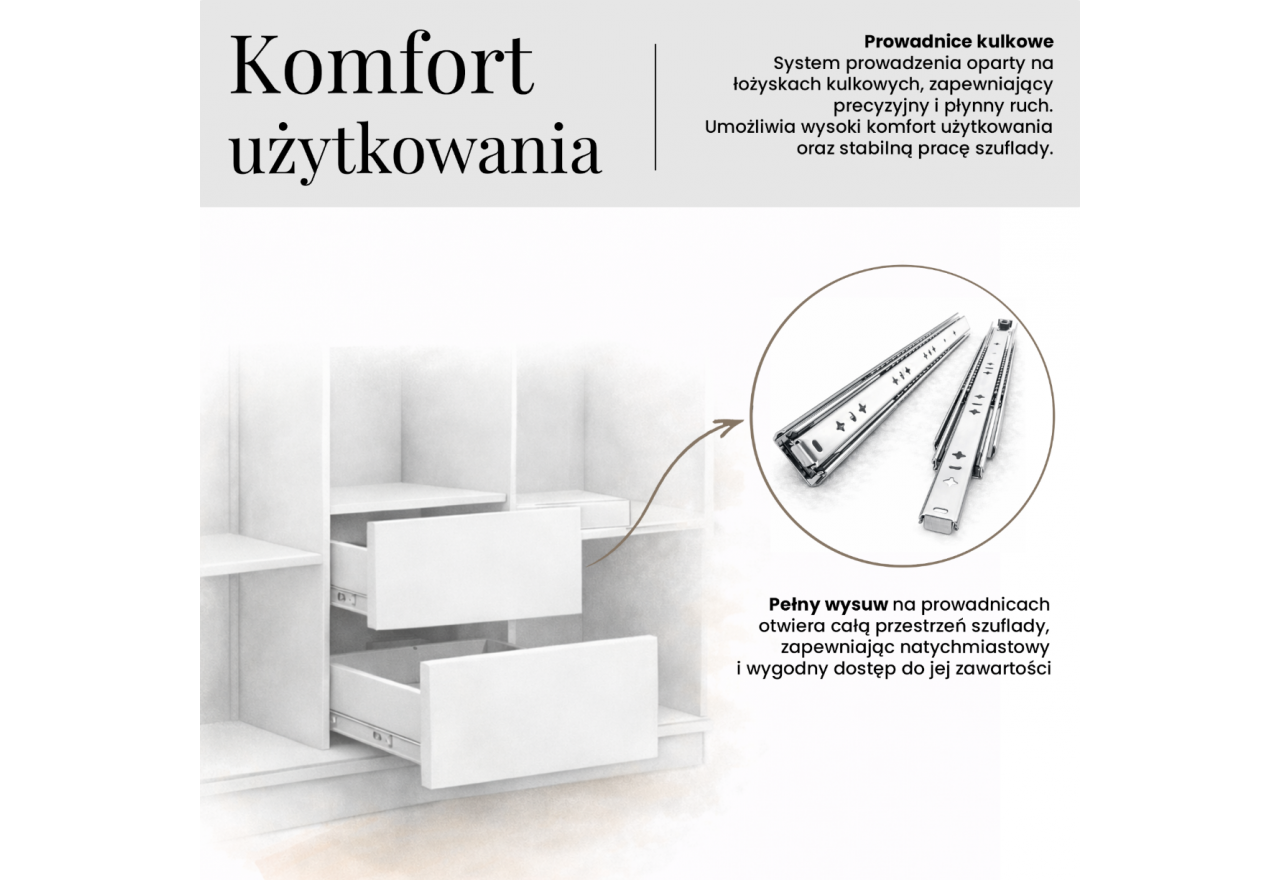 Szafa przesuwna VERONA 200 - biały z lustrem + 4 szuflady