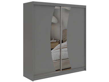 Szafa przesuwna VERONA 200 - szary z lustrem + 4 szuflady