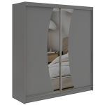 Szafa przesuwna VERONA 200 - szary z lustrem + 4 szuflady