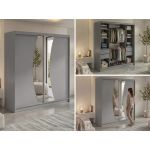 Szafa przesuwna VERONA 200 - szary z lustrem + 4 szuflady