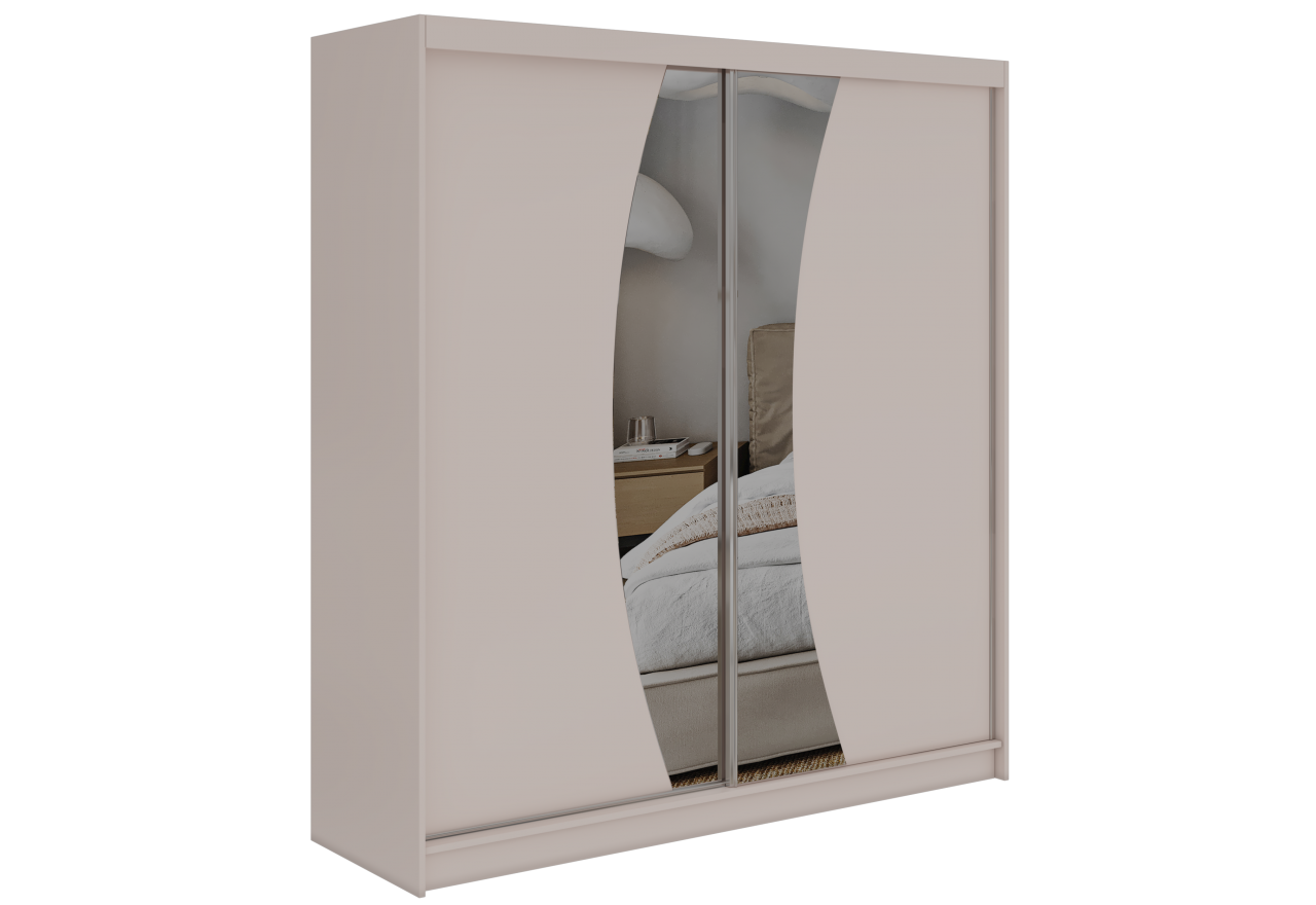 Szafa przesuwna VERONA 200 - kaszmir z lustrem + 4 szuflady