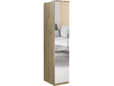Funkcjonalna szafa z lustrem do garderoby i sypialni jednodrzwiowa - OLIVER Dąb Artisan / Lustro