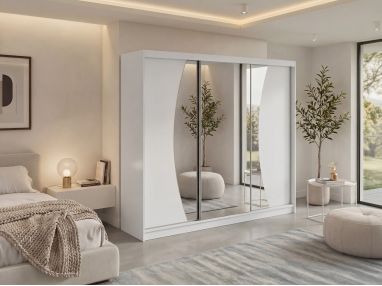 Szafa przesuwna VERONA 240 - biały z lustrem + 4 szuflady