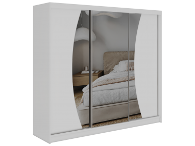 Szafa przesuwna VERONA 240 - biały z lustrem + 4 szuflady