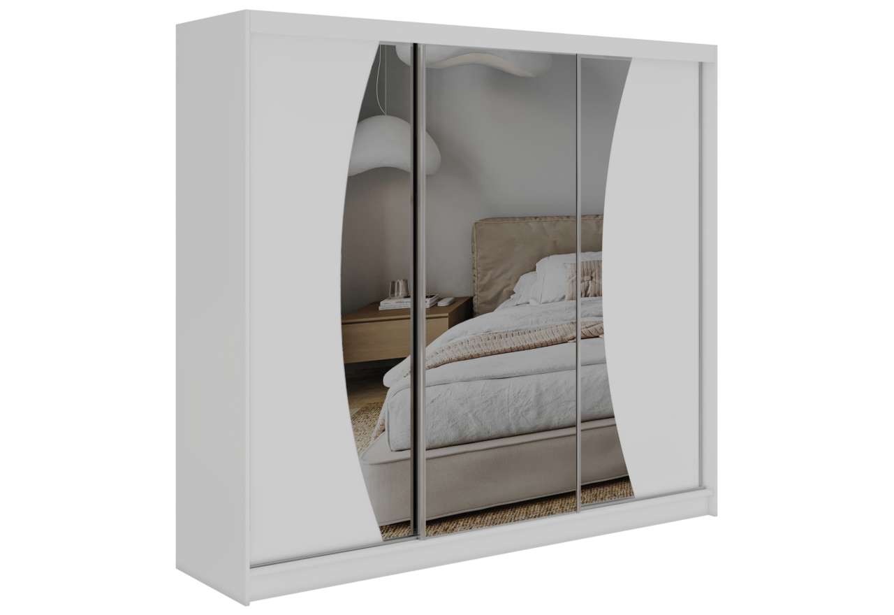 Szafa przesuwna VERONA 240 cm - biały z lustrem + 4 szuflady