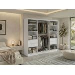 Szafa przesuwna VERONA 240 cm - biały z lustrem + 4 szuflady