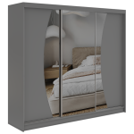 Szafa przesuwna VERONA 240 cm - szary z lustrem + 4 szuflady