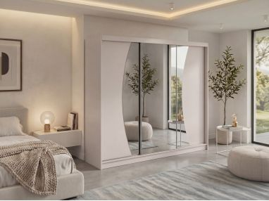 Szafa przesuwna VERONA 240 - kaszmir z lustrem + 4 szuflady