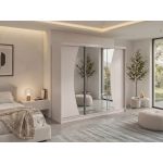 Szafa przesuwna VERONA 240 cm - kaszmir z lustrem + 4 szuflady