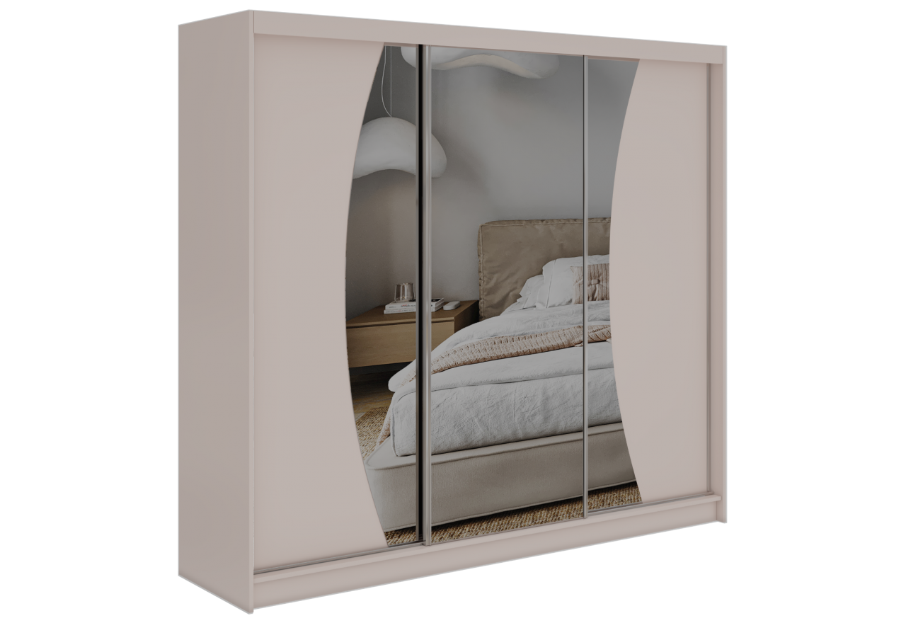 Szafa przesuwna VERONA 240 cm - kaszmir z lustrem + 4 szuflady