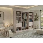 Szafa przesuwna VERONA 240 cm - kaszmir z lustrem + 4 szuflady