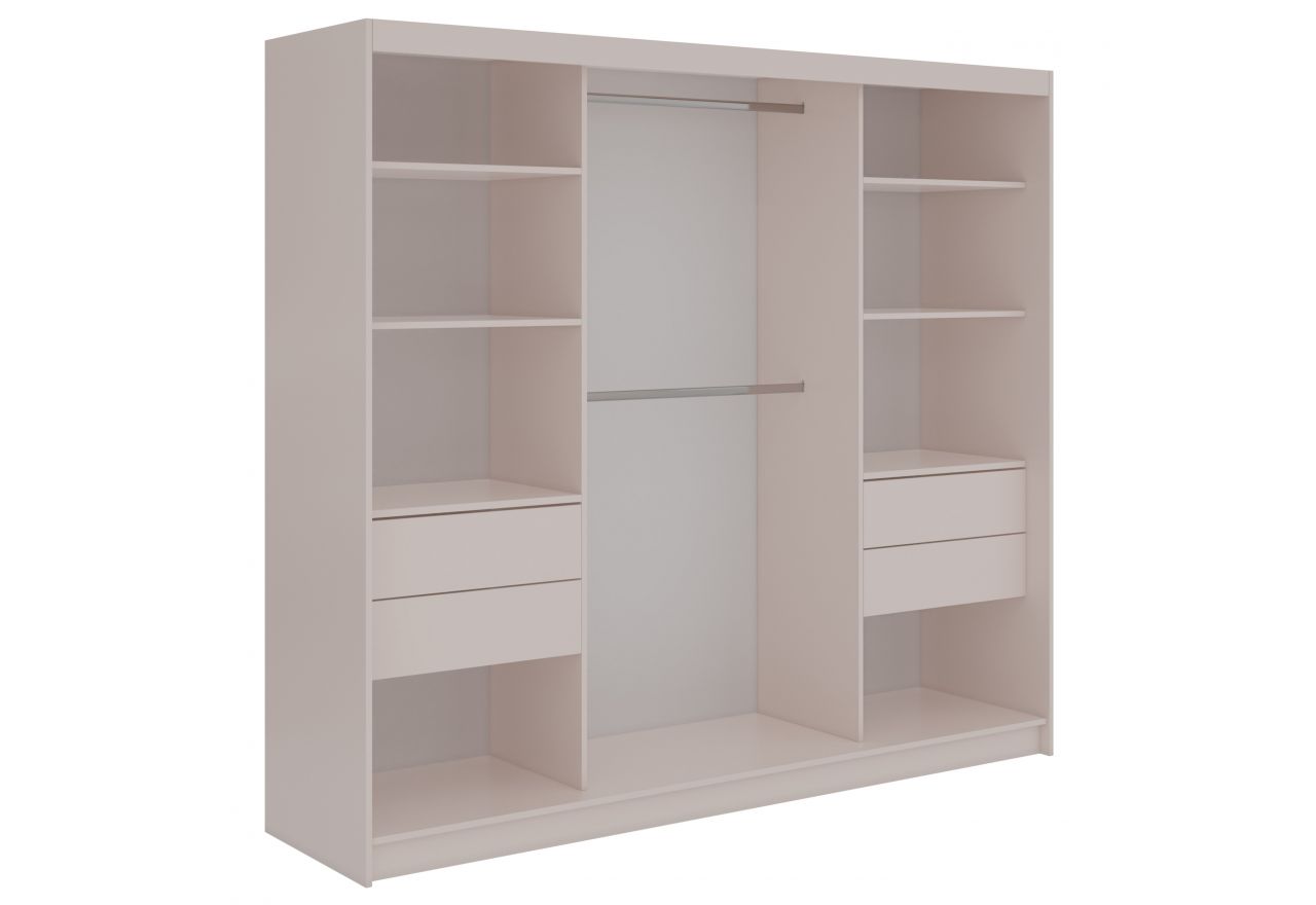 Szafa przesuwna VERONA 240 cm - kaszmir z lustrem + 4 szuflady